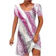 thumbnail image 1 of Dyegold Sundresses for Women Casual Beach - Sun Dress Womens Round Neck Short Sleeve Plus Size Rainbown Print Shirt Midi Sundresses ​Loose Bohemian ​Party ​Dresses, 1 of 6