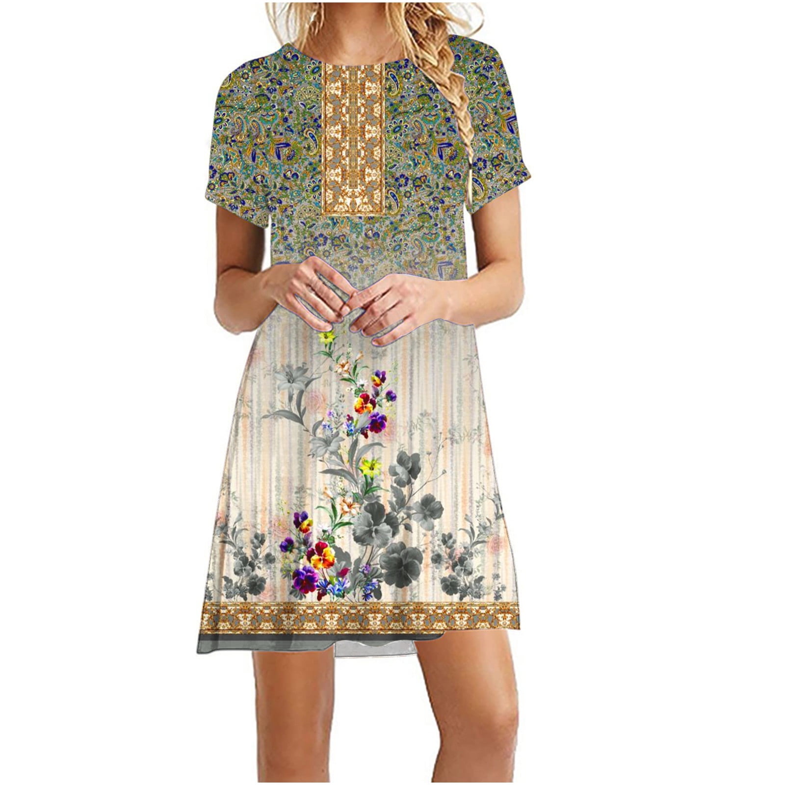 Women's Floral Print Wrap Maxi Dress - Sleeveless A-Line, Teacher Business Casual Summer 2025