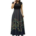 thumbnail image 1 of Cyber&Monday Deals Dyegold Sundresses for Women Casual Beach - Womens Summer Dresses Round Neck Short Sleeve Floral Print Long Maxi Sun Dresses ​Summer Beach Swing ​Holiday ​Dress, 1 of 5