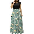 thumbnail image 1 of Cyber&Monday Deals Dyegold Sundresses for Women Casual Beach - Womens Summer Dresses Round Neck Short Sleeve Floral Print Long Maxi Sun Dresses ​Summer Beach Swing ​Holiday ​Dress, 1 of 6