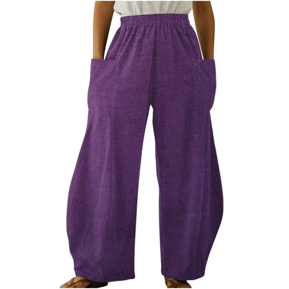 Dyegold Womens Casual Wide Leg Pants Elastic Waisted Straight Long Trousers Loose Work Cargo Palazzo Pants Y2k Streetwear