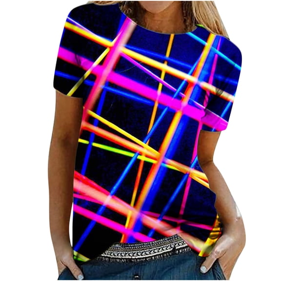 Dyegold Woman Shirts Vintage Graphic Tee Shirts Floral Printed Short Sleeve Crewneck Blouses Tops Summer Casual Loose Tunics