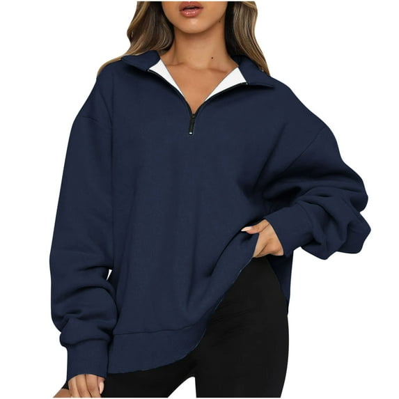 Cyber&Monday Deals Dyegold Womens Oversized Half Zip Pullover Long Sleeve Sweatshirt Quarter Zip Trendy Hoodie Ouffits Teen Girls Fall Clothes