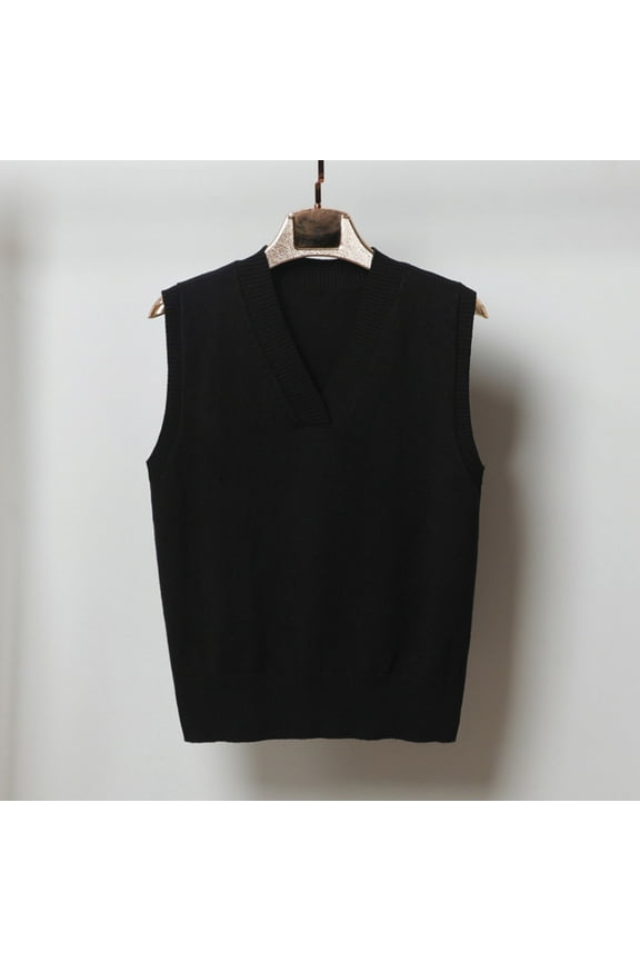 Cyber and Monday Fall Under $5.00 Fayshow0 Women'S New Autumn and Winter Warm Keeping Fashion V-Neck Knitted Vest Overlapping Cuff Sweater Vest