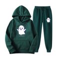 thumbnail image 1 of Cyber&Monday Deals Hoodies Sets for Women Halloween 2 Piece Outfits Set for Women Cute Ghost Print Hooded Sweatshirt and Jogger Sweatpant Sweatsuits Sets with Pocket Causal Lounge Set Holiday Deals, 1 of 2