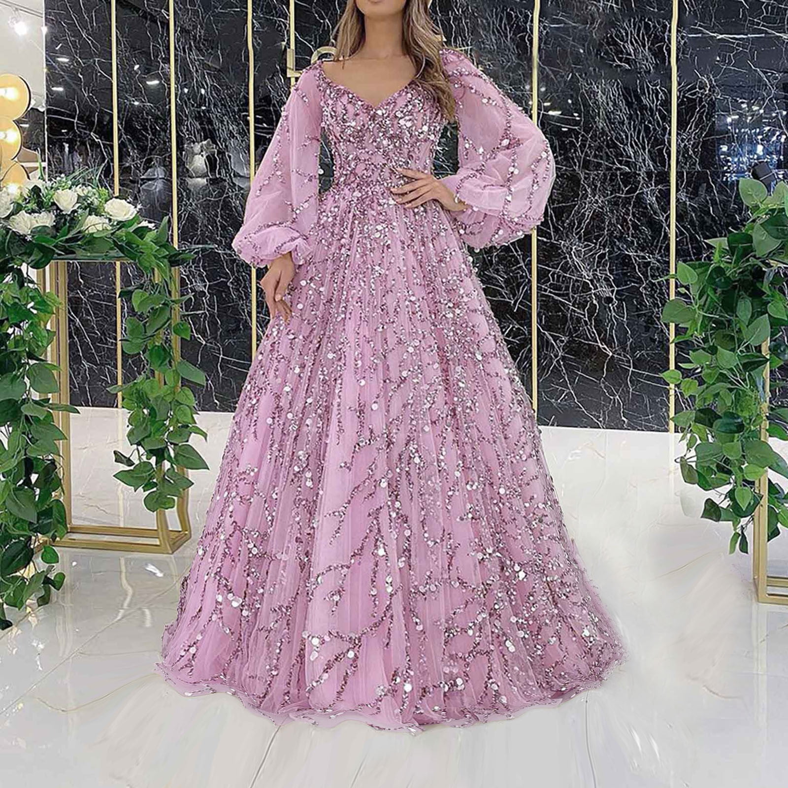 Idoravan Party Dresses for Women 2023 Fashion Sexy Women V-Neck Bandage  Solid Casual Long Sleeve Long Dress - Walmart.com