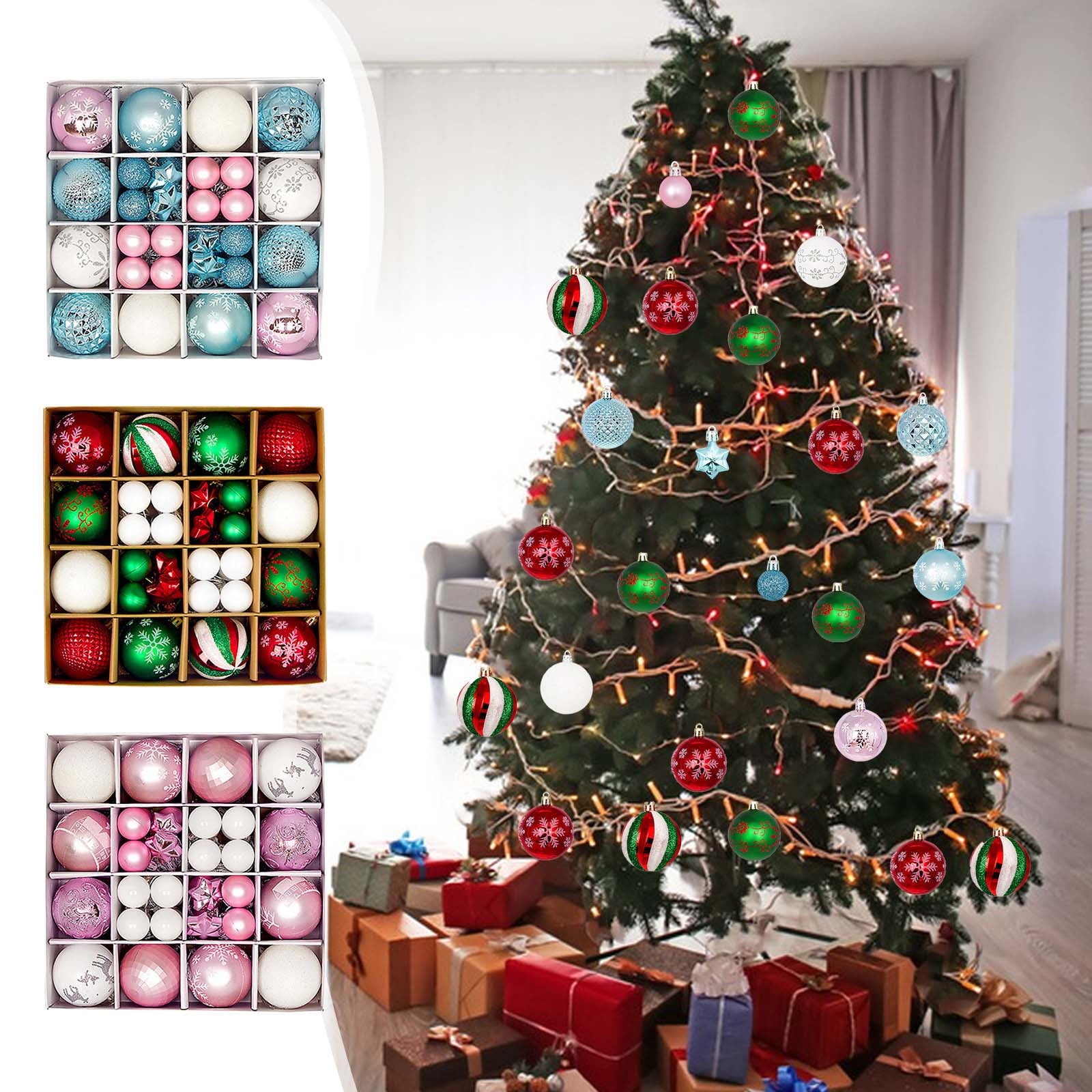 Cyber and Monday Deals Karymi Christmas Decorations 44PCS Colorful Christmas Hanging Balls