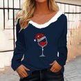 thumbnail image 1 of Cyber and Monday Deals Meichang Christmas Shirts for Women with Faux Fur Trim V Neck Classic Wine Glass Graphic T Shirts Long Sleeve Pullover Loose Fit Xmas Holiday Tops, 1 of 4