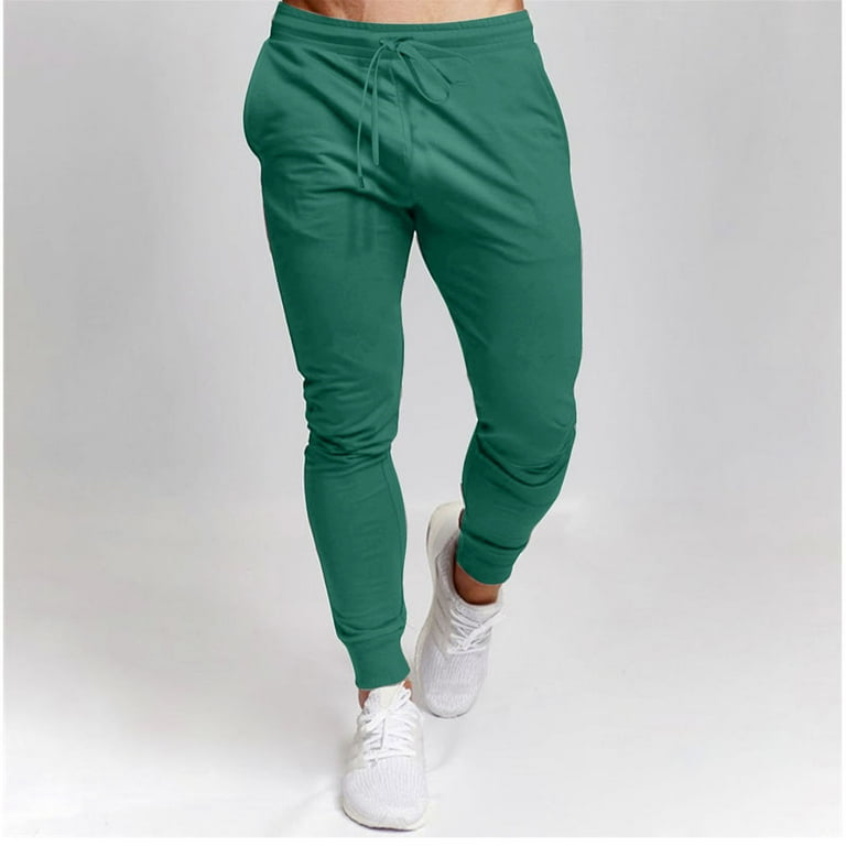 Cyber and Monday Deals Mens High Waisted Sweatpants Drawstring Jogger Sweat Pants Fall Savings Clearance Sports Pants Cinch Bottom Workout Trousers Army Green S Walmart