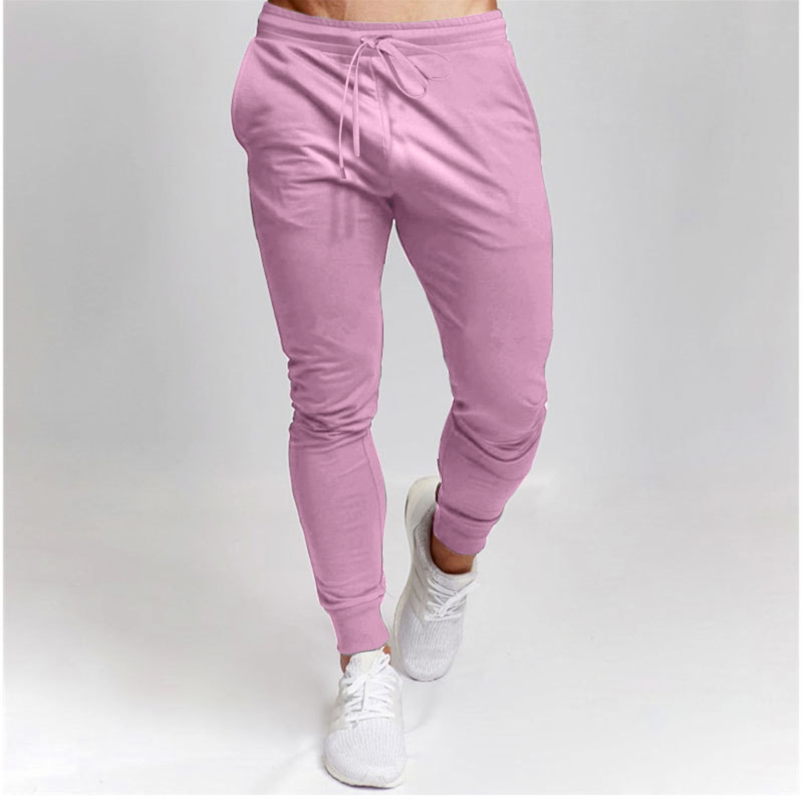 Cyber and Monday Deals Mens High Waisted Sweatpants Drawstring Jogger Sweat Pants Fall Savings Clearance Sports Pants Cinch Bottom Workout Trousers Khaki M Walmart