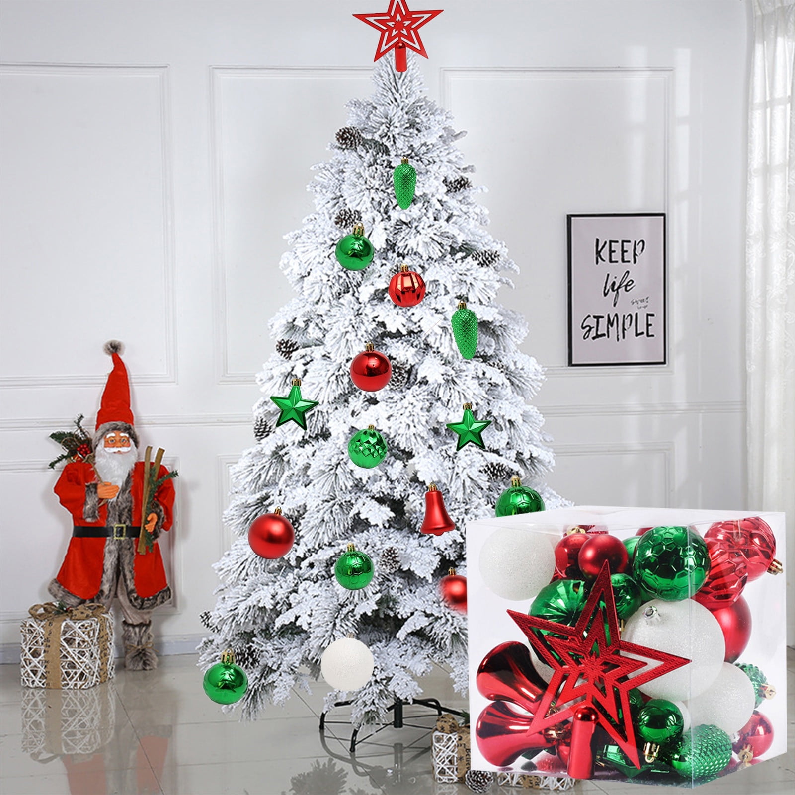 Cyber.Monday Deals RBCKVXZ Christmas Decorations, 45Pcs Christmas Ball Ornaments Shatterproof