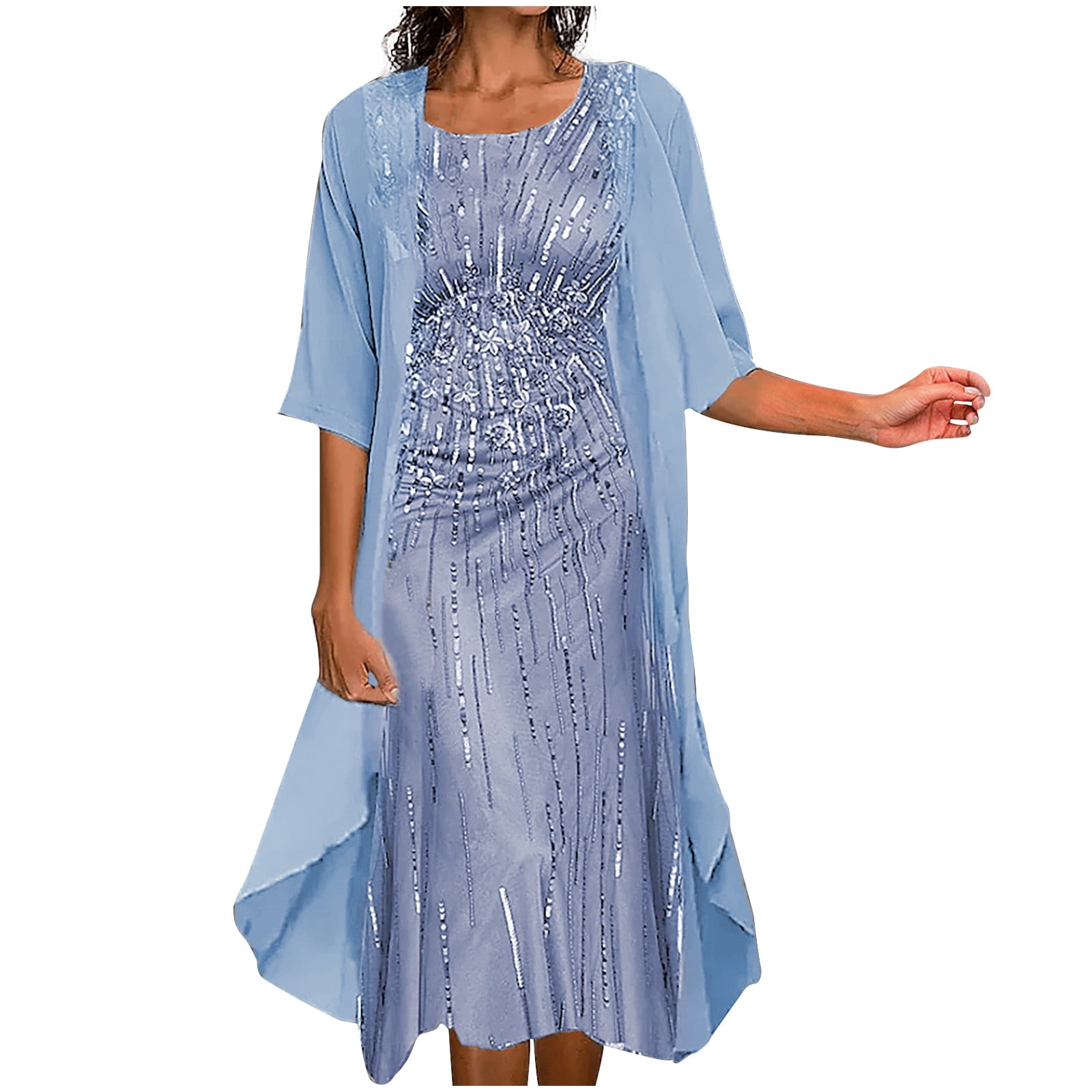 Summer Dresses for Women Casual, Womens Plus Size Summer Dresses Flowy Floral Print Two-Piece Set Dress Crewneck Sleeveles Dress Cadigan for Wedding Guest