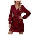 thumbnail image 1 of Cyber&Monday Deals USSUMA Casual Dresses For Women, Short Sleeves Womens Sundresses Summer Casual Peplum Elastic Dress Paisley Stars Printed 2022 Elegant Crew Neck Midi Gown Night Dresses, 1 of 7
