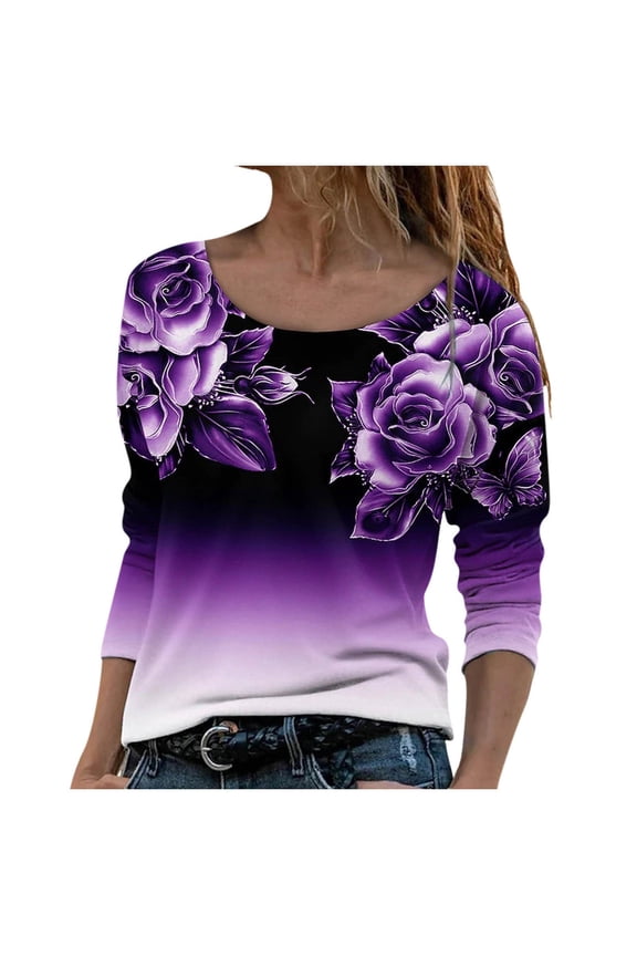 USSUMA Long Sleeve Shirts For Women Plus Size - Autumn Cute Sport Womens Tunic Tops Scoop Neck Long Sleeves Womens Fall Winter T-Shirt Pullover Animal Tie Dye Heart Design Tees