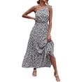 thumbnail image 1 of USSUMA Summer Dresses For Women 2022 Beach Women's Summer Boho One Shoulder Sleeveless Floral Print Ruffle Beach Party Tiered Maxi Dress Casual Swing Long Sundress, 1 of 7