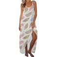 thumbnail image 1 of USSUMA Sundresses for Women Casual Summer Spaghetti Strap Bohemian Long Flowy Maxi Beach Dress Leaves Print Plus Sun Dresses Sleeveless U Neck Dress Party Vacation, 1 of 4