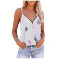 thumbnail image 1 of Cyber&Monday Deals USSUMA T-Shirts for Women Trendy Straiped Tank Tops for Women Cute Sleeveless V Neck Sexy Zipper Up Tank Tops Printed Running Casual Shirts, 1 of 5