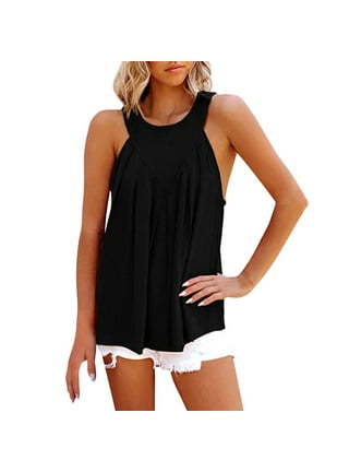  Dreamlascar Summer Women Plus Size Halter Tops Sexy Hollow Out  Sleeveless Casual Tee Shirt Loose Tunic Cami Tank Tops Blouses Black :  Sports & Outdoors