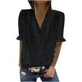 thumbnail image 1 of USSUMA Womens Summer Tops Crochet Lace Loose Fit T-Shirts for Women Trendy Floral Lace Blouses Tops Dressy Casual V Neck Tunic Plus Size Shirts for Female, 1 of 8
