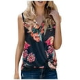 thumbnail image 1 of USSUMA Womens Summer Tops Twist Front Wrap Tank Top T-Shirts for Women Trendy Floral Print Slings Blouses Tops Dressy Casual V Neck Tunic Plus Size Shirts for Female, 1 of 8