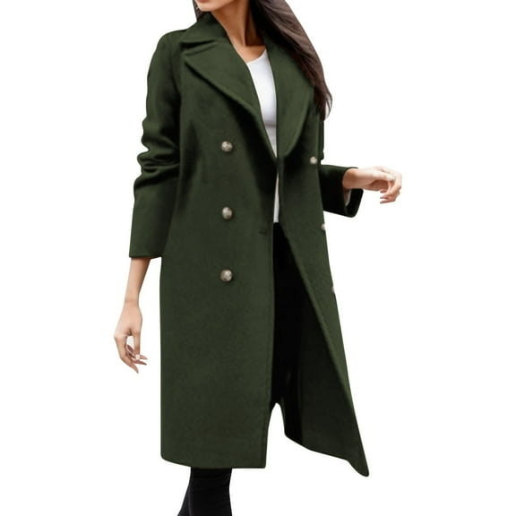 Usmixi 2025 Wool Jacket for Women Winter Trench Overcoat for Women Button Down Plus Size Lapel Long Woolen Coat Casual Solid Long Sleeve Open Front Windbreaker Jacket