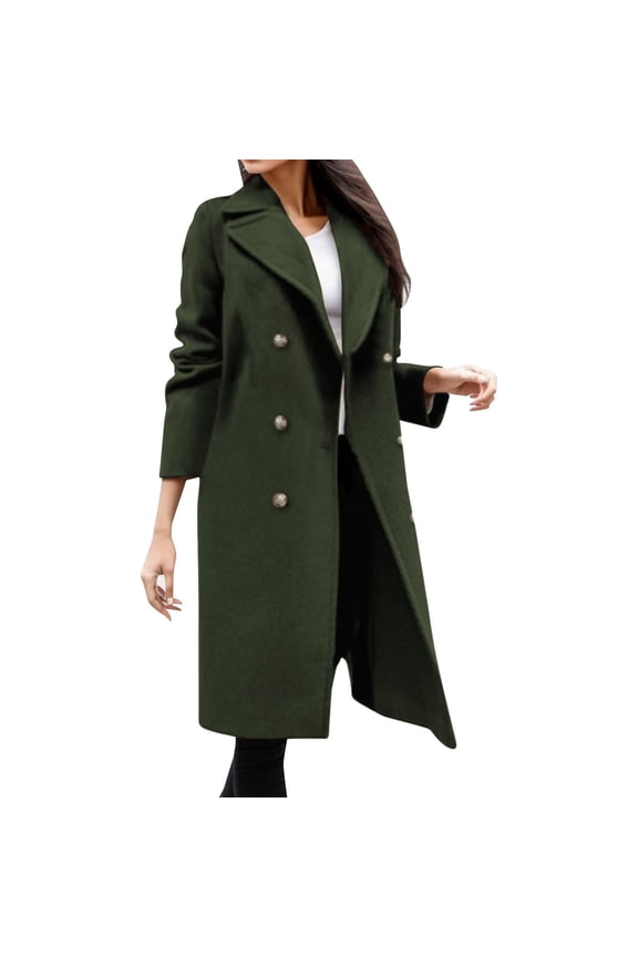 Usmixi 2025 Wool Jacket for Women Winter Trench Overcoat for Women Button Down Plus Size Lapel Long Woolen Coat Casual Solid Long Sleeve Open Front Windbreaker Jacket