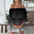 thumbnail image 1 of Usmixi Formal Dresses for Women Party Prom Fashion Elastic Waist off Shoulder Ruffle Hem Tunic Mini Dresses Square Neck 3/4 Sleeve Marbled Print Summer Short Dress Black XL, 1 of 5
