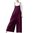 thumbnail image 1 of Cyber&Monday Deals Usmixi Jumpsuits for Women Casual Plus Size Loose Wide Leg Lightweight Cotton Linen Strap Long Jumpsuits Overalls Summer Formal Solid Square Neck Sleeveless Maxi Rompers Wine xxxl, 1 of 4
