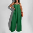 thumbnail image 1 of Usmixi Jumpsuits for Women Dressy Casual Solid High Waist Loose Wide Leg Spaghetti Strap Jumpsuits Overalls Summer Square Neck Sleeveless Plain Long Formal Rompers Green s, 1 of 6