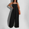 thumbnail image 1 of Usmixi Jumpsuits for Women Dressy Casual Solid High Waist Loose Wide Leg Spaghetti Strap Jumpsuits Overalls Summer Square Neck Sleeveless Plain Long Formal Rompers Black s, 1 of 6