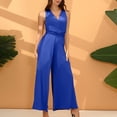 thumbnail image 1 of Usmixi Jumpsuits for Women Dressy High Waist Fashion Loose Wide Leg Tank Long Jumpsuits Overalls with Belt Summer V-Neck Sleeveless Solid Maxi Formal Rompers Dark Blue m, 1 of 7
