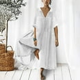 thumbnail image 1 of Usmixi Jumpsuits for Women Dressy Lightweight Cotton Linen Plus Size Baggy Wide Leg Casual Jumpsuits Overalls Summer V-Neck Elbow-Length Solid Long Formal Rompers White xl, 1 of 6