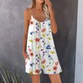 thumbnail image 1 of Cyber&Monday Deals Usmixi Jumpsuits for Women Dressy Loose Wide Leg Fashion Spaghetti Strap Short Jumpsuits Overalls with Pocket Summer V-Neck Sleeveless Floral Print Mini Formal Rompers Orange l, 1 of 5