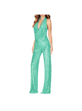 Formal Jumpsuits for Women Elegant Sequin Chiffon Flowy Evening Wedding  Guest Party Cocktail Dressy Long Rompers