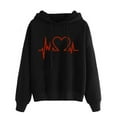 thumbnail image 1 of Usmixi Sale Sweatshirt for Women Womens Hooded Sweatshirts Fall Ladies Fashion Loose Drawstring Pullover Hoodies Tops Winter Trendy ECG Print Hooded Long Sleeve Blouses, 1 of 5