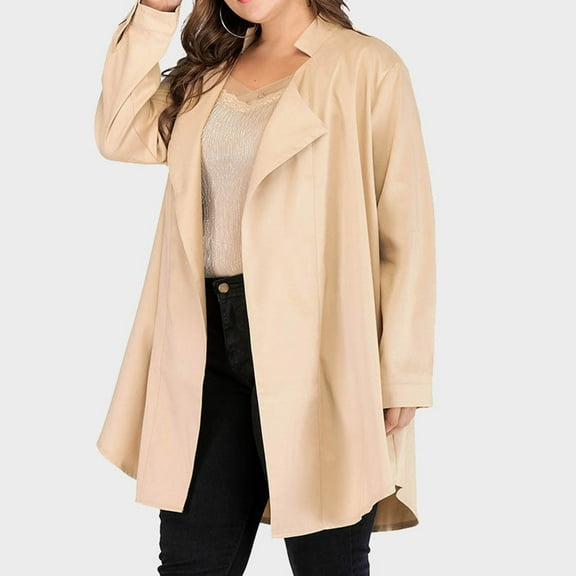 Usmixi Trench Coats for Women Womens Cardigan Fall Long Sleeve Lightweight Thin Plus Size Cardigan Coats Casual Solid Laple Open Front Trench Outerwear Jackets