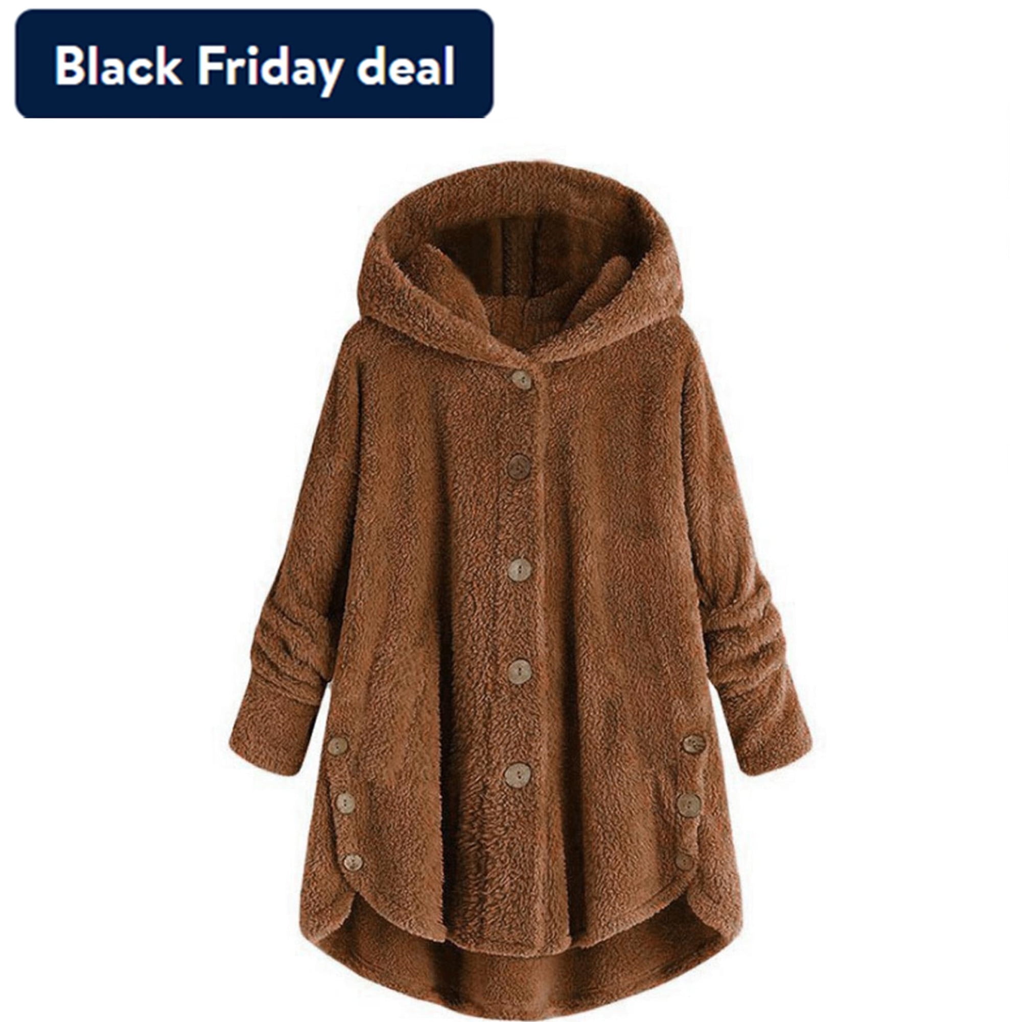 Cyber&Monday Deals Usmixi Winter Womens Plush Coats Plus Size Overcoats