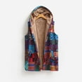 thumbnail image 1 of Usmixi Winter Womens Plush Vest Fleece Lined Vest for Women Fashion Ethnic Style Print Open Front Hooded Coat Loose Sleeveless Cozy Thickened Outerwear with Pocket Up to 65% off, 1 of 7