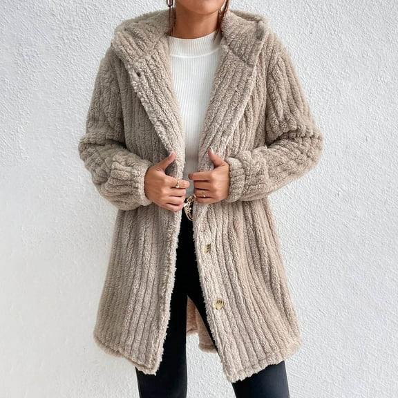 Usmixi Winter Womens Sweater Coat Plush Coat for Women Loose Casual Solid Button up Cardigan Hooded Outwear Long Sleeve Cozy Fuzzy Fluffy Overcoat 2023 Sweater Coat