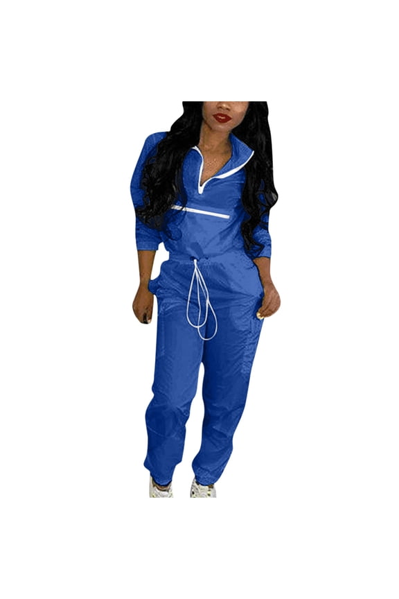 Usmixi Womens Sweatsuits Set Quarter Zip Pullover 2 Piece Outfits for Women Fashion Long Sleeve Sweatshrit Drawstring Cargo Pants Lounge Sets Work Pant Matching Sets