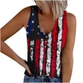 thumbnail image 1 of Usmixi Womens Tank Tops Independence Day Fashion Button Up Knitted Ribbed Patriotic Vest Shirts Summer Trendy Star Striped Print V-Neck Sleeveless Shirts Blouse Blue XXL, 1 of 5
