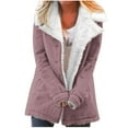 thumbnail image 1 of Plush Coat for Women Womens Plush Overcoat Casual Solid Long Seeve Button Down Lapel Outerwear Warm Thickened Soft Fleece Lined Jacket with Pocket Winter Plush Coat, 1 of 5