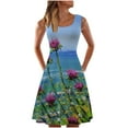 thumbnail image 1 of Cyber&Monday Deals Womens Summer Dresses Casual Boho Flowy Swing Sun Beach Dress Sleeveless Mini Dress Floral Print Tank Dress U Neck, 1 of 5