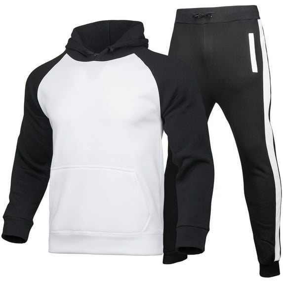 Cyber_Monday Deals Xihbxyly Men's 2pc Sweatsuit Men's Jogging Suit Sports Hoodie Set Two-Piece Jacket with Hood and Pockets Christmas Clothes Set Sportswear Suit Tracksuit Sweatsuits 2PCS Sets Mens