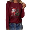 thumbnail image 1 of Cyber and Monday Deals pimelu Christmas Shirts Clearance Womens Long Sleeve Tops Christmas Fashion Santa Claus Print Graphics Pullover Blouses Plus Size Round Neck Ladies Merry Christmas Shirts, 1 of 4