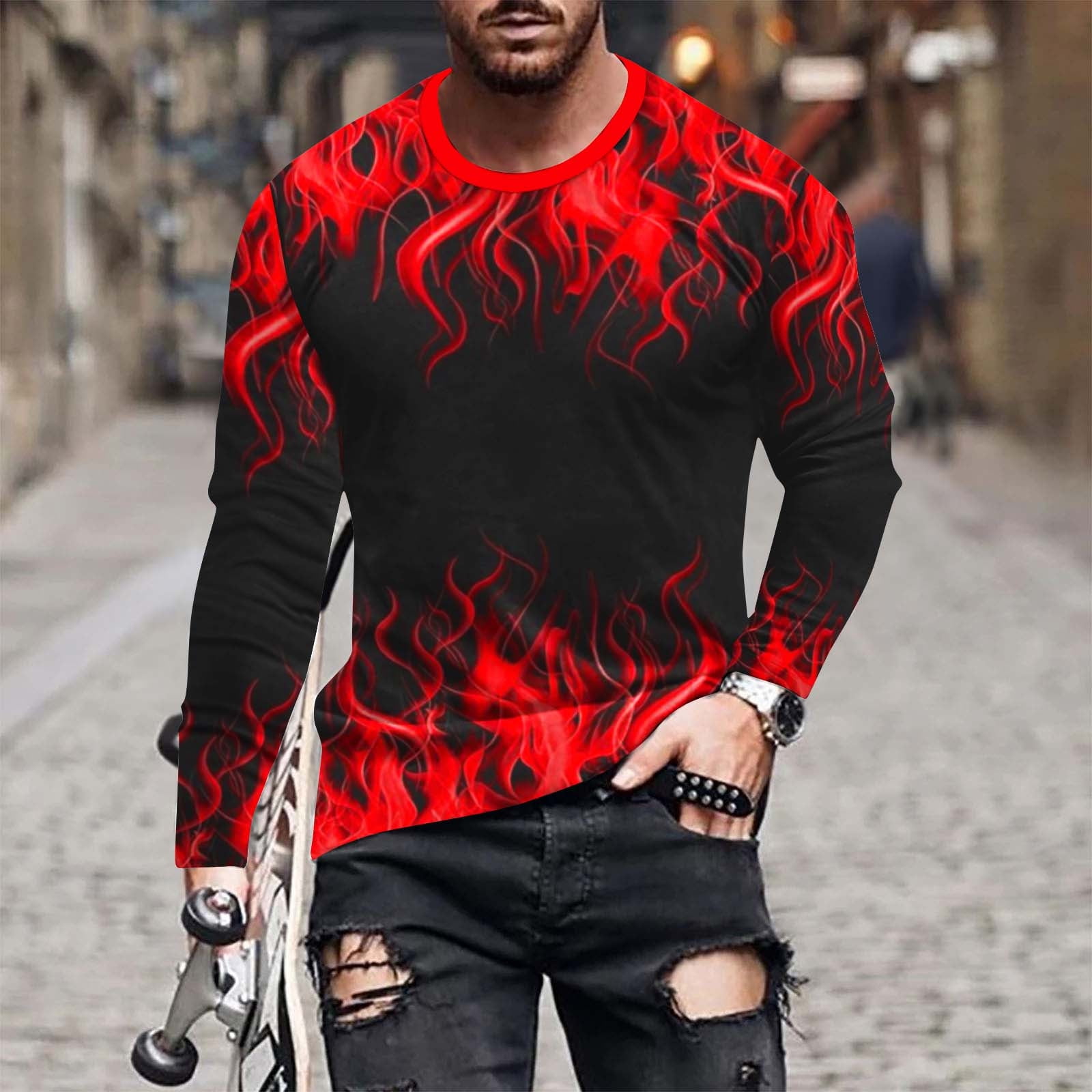 Cyber and Monday Men's Long Sleeve Shirts Casual Crewneck Pullover T