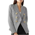 thumbnail image 1 of Cyber,Monday Sale Deals Under $10 Fayshow0 Women'Swinter Small Suit Houndstooth Style Suit Double Breasted Coat,Beige Xl, 1 of 2