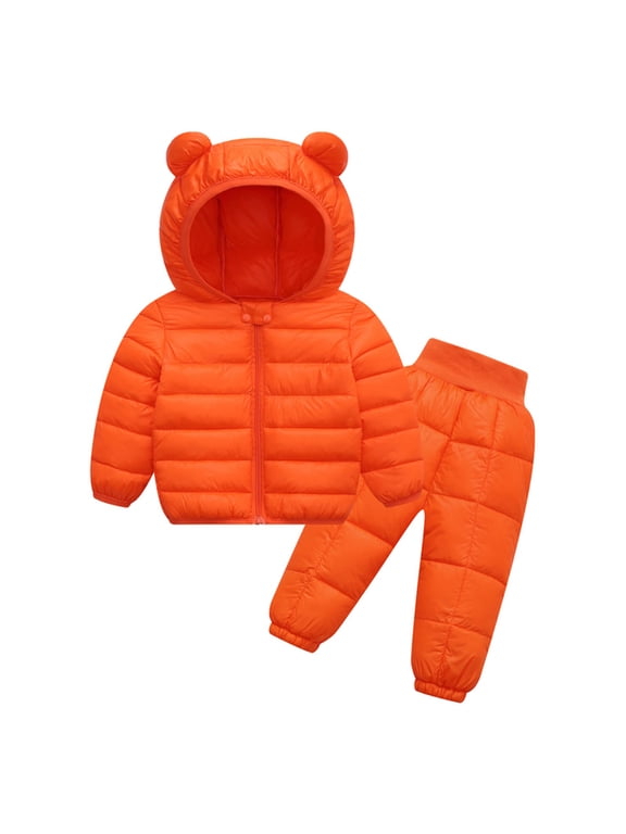 Cyber,Monday Sale Kids Jacket Clearance Under $ 10.00 Fayshow0 Infant Down Jacket for Boys and Girls In and Winter Two-Piece Suit,Orange