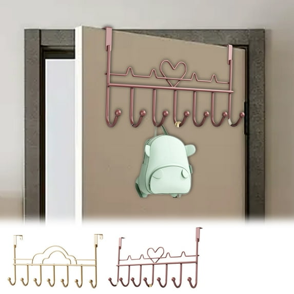 kkbbma Over The Door Hook Over The Door Hanger with 7 Coat Hooks, Over The Door Towel Rack for Bathroom, Door Hanger Hooks for Coat, Bags and Hat