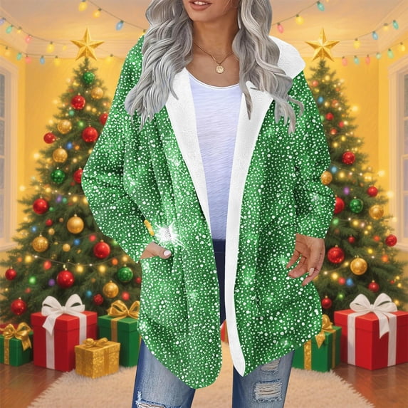 Cyber*Monday on Sale ChaoHeng Plus Size Winter Coats for Women Women's Printed Plush Pullover,Long Sleeve Fleece Sweatshirt Jacket